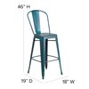 Flash Furniture Kelly Blue-Teal Metal Stool with Black Poly Seat ET-3534-30-KB-PL1B-GG